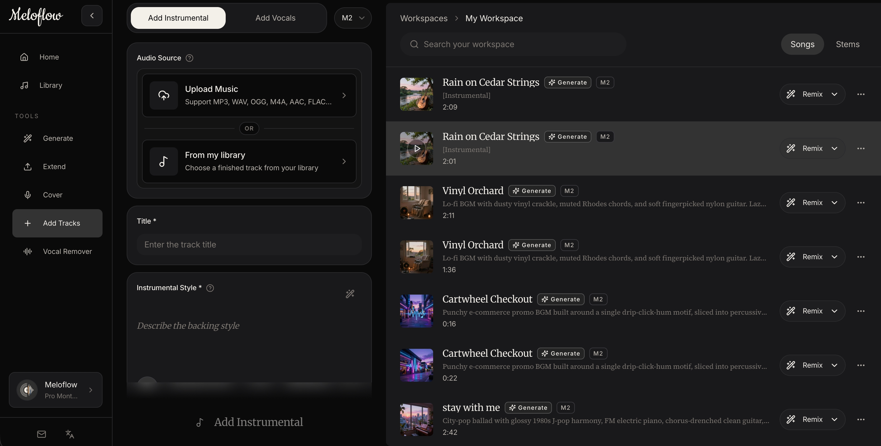 Add instrumental layers when a creator project needs a more complete arrangement.